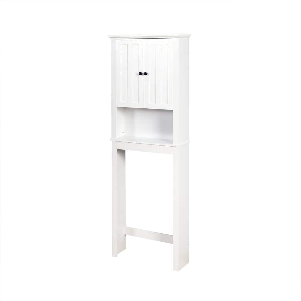 Tileon 23.62 in. W x 7.72 in. D x 67.32 in. H White Wood Bathroom Over-The-Toilet Storage Cabinet with Adjustable Shelf, image size:1000x1000