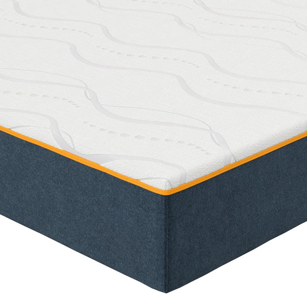 King Size White and Blue Gel Memory Foam Mattress