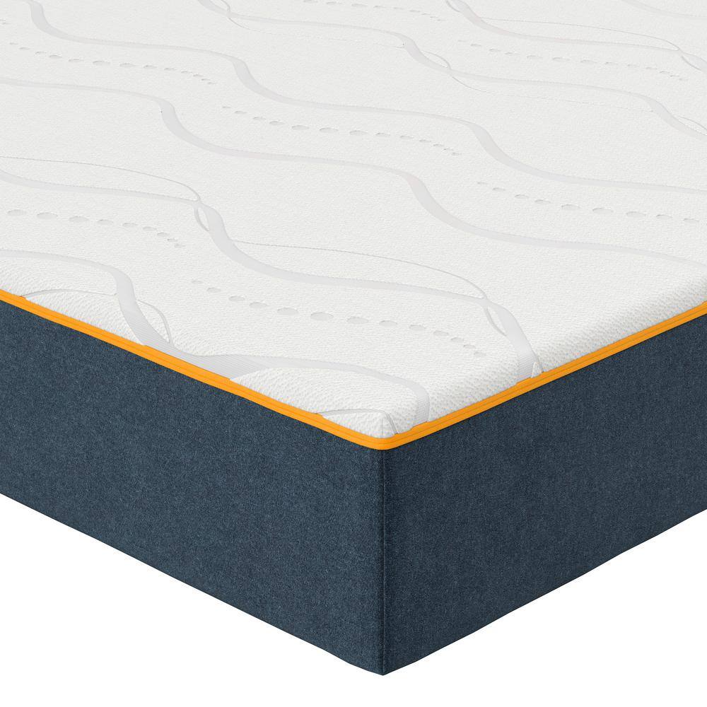 Twin White and Blue Gel Memory Foam Mattress with Cooling Air Flow