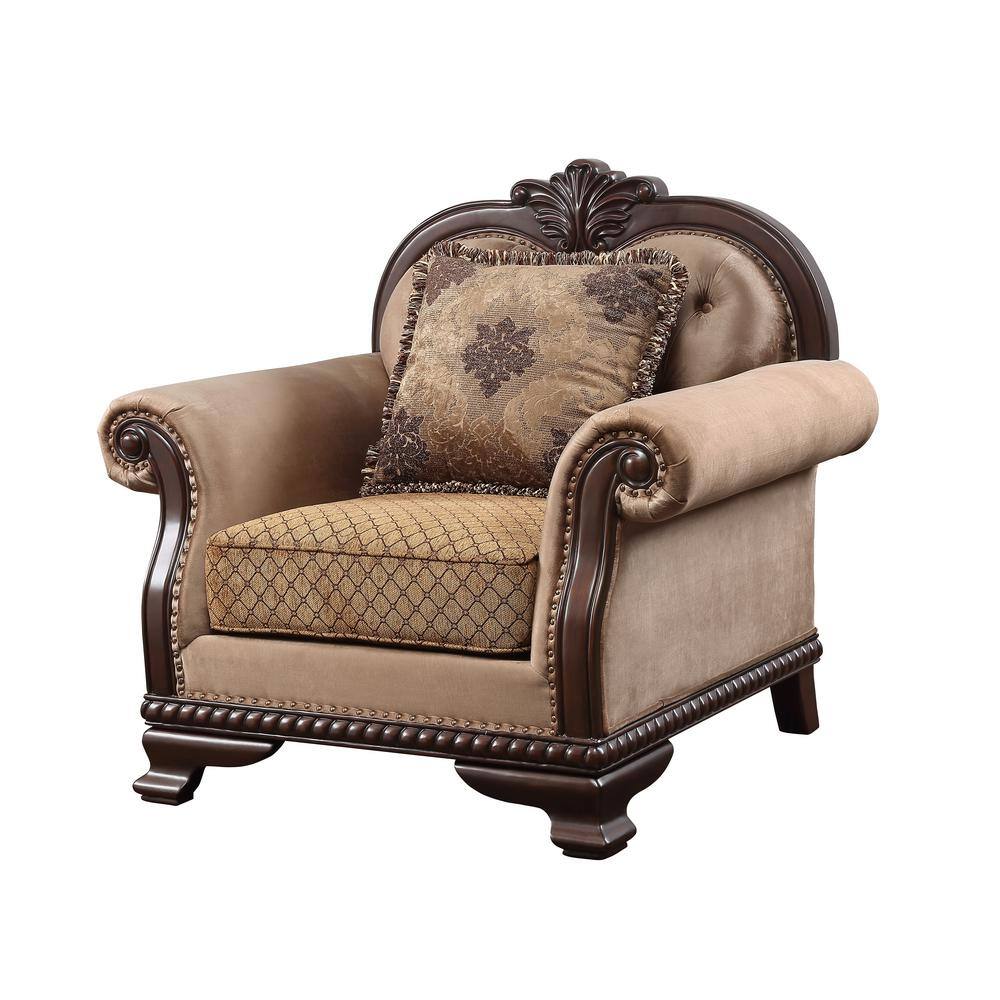 Acme Furniture Chateau De Ville Fabric & Espresso Finish Occasional Chair  58267 - The Home Depot