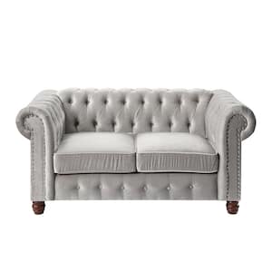 Clifton 63.5 in. W Gray Velvet Loveseat