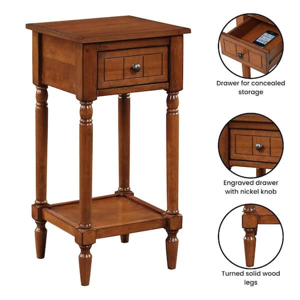 Convenience Concepts French Country Khloe 1 Drawer Accent Table with Shelf Walnut