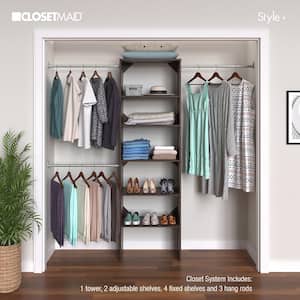 Style+ 84 in. W - 120 in. W Chocolate Wood Closet System