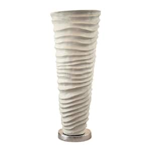 Ivory Pot Metal Vase with Rugged Design and Round Base