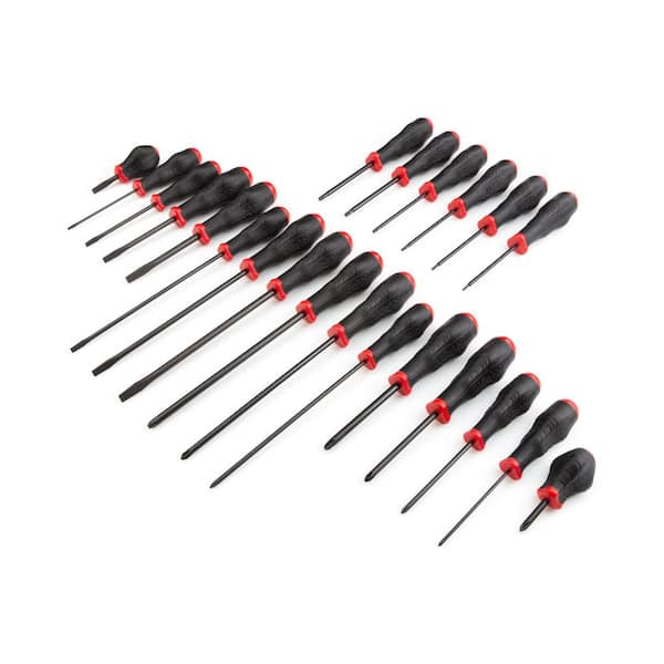 TEKTON DRV41502 High-Torque Black Oxide Blade Screwdriver Set, 22-Piece (#0-#3,1/8-5/16 in., T10-30) - Red Rails - 2