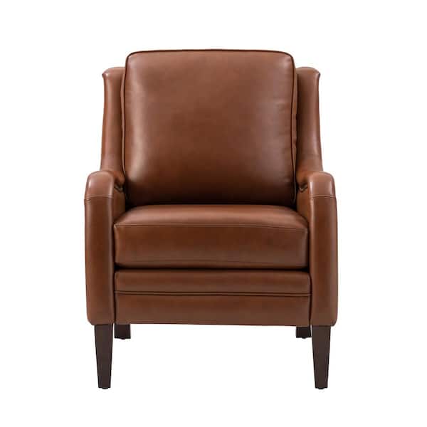 JAYDEN CREATION Gertrudis Brown 27.56 in. W Genuine Leather Upholstered Arm Chair with Nailhead Trims