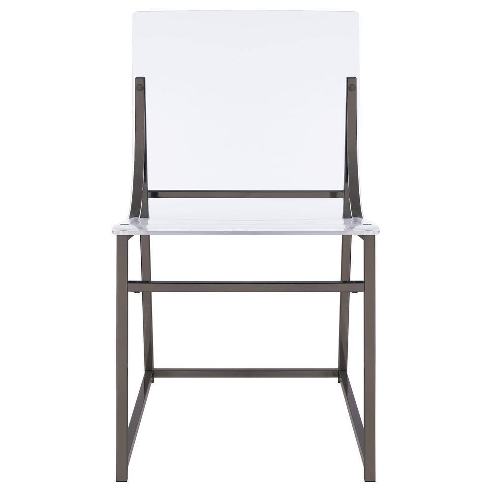 Adino Clear Acrylic and Black Nickel Side Chairs Set of 2