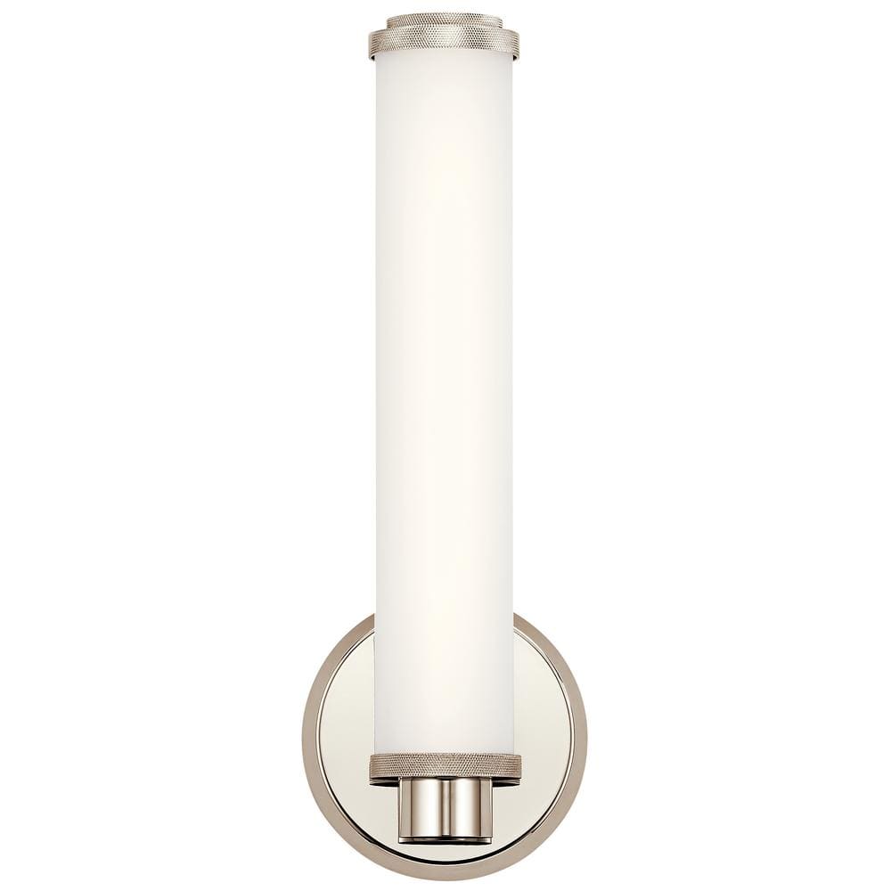Polished Nickel Dimmable LED Wall Sconce with White Shade