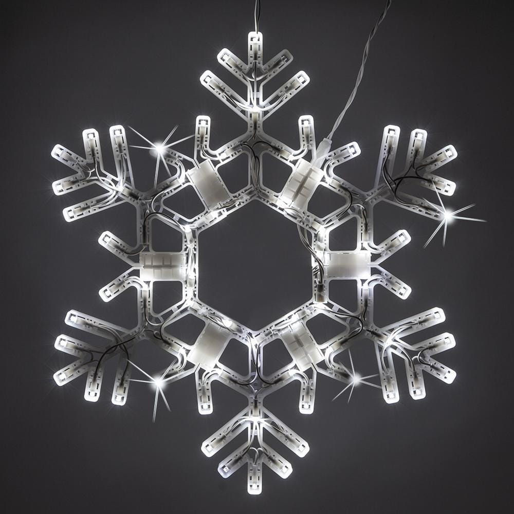 White Glittered Snowflake Christmas Ornaments - 42 Pieces - Assorted Sizes  of Small, Medium and Large Snowflakes