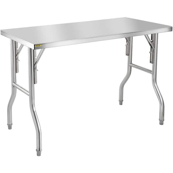 Commercial Prep Table 48 x 24 in. Stainless Steel Restaurant Table with Height Adjustable Kitchen Utility Table,Silver