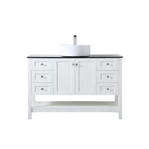 Timeless Home 48 in. W x 18.88 in. D x 38 in. H Single Bathroom Vanity in White with Black Tempered Glass Top