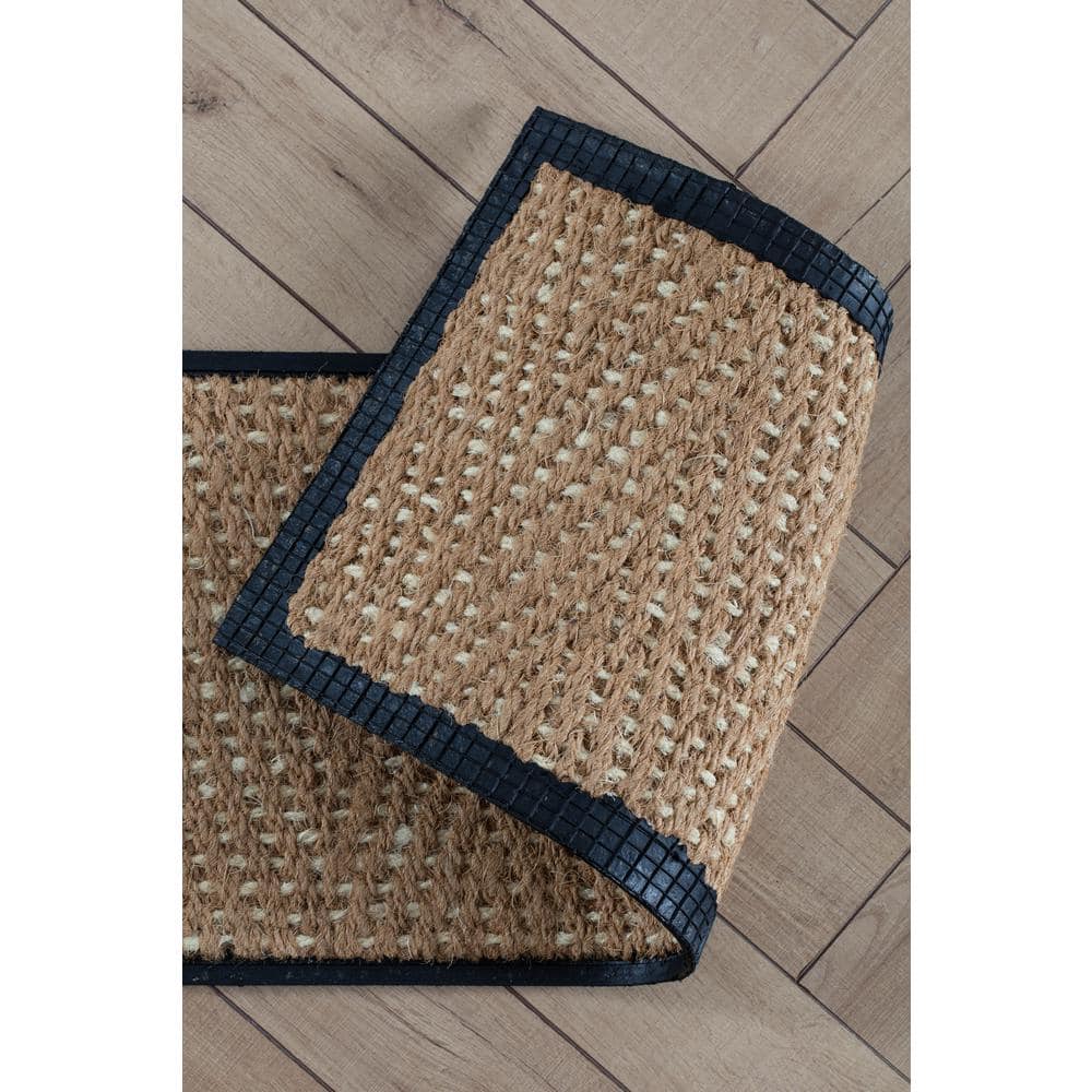 Natural Tan and Black Coir Outdoor Boot Tray