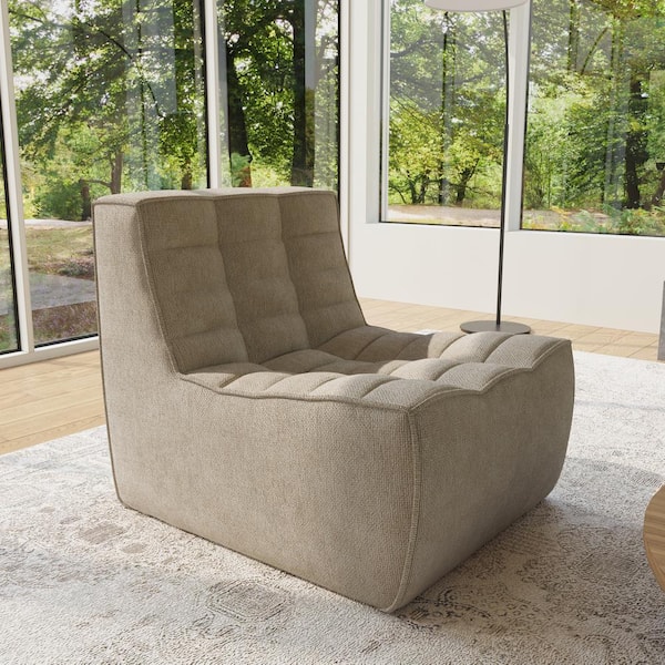 Magic Home 27.5 in. Khaki Linen Fabric Lazy Floor Corner Relax Modular Sectional Sofa Fireside Chair Couch for Apartment CS W46119159 The Home Depot