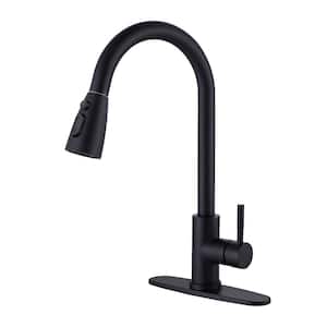Single-Handle Pull-Down Sprayer Kitchen Faucet with Stream and PowerSpray Mode in Matte Black
