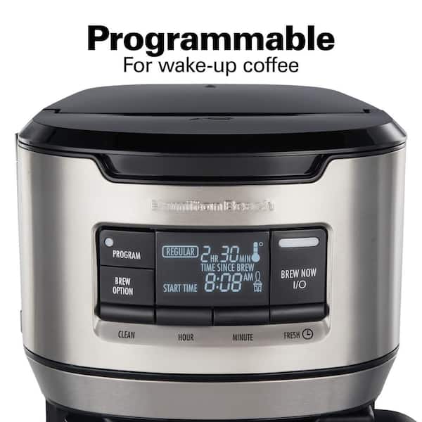  Hamilton Beach 12 Cup Programmable Front-Fill Drip Coffee Maker  with Thermal Carafe, Auto Shutoff, 3 Brew Options, Black and Stainless  Steel (46391): Home & Kitchen