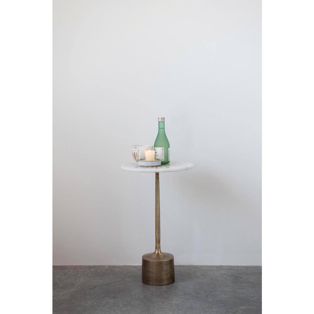 Gold Marble and Metal Sunburst Martini Table