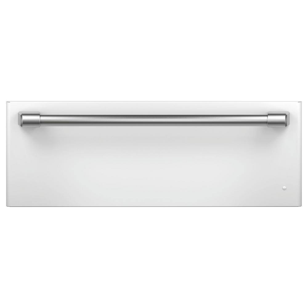 Matte White 30'' Electric Warming Drawer with Brass Handle