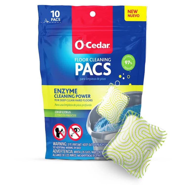 O-Cedar PACS Hard Floor Cleaner, Crisp Citrus Scent (10-Count)