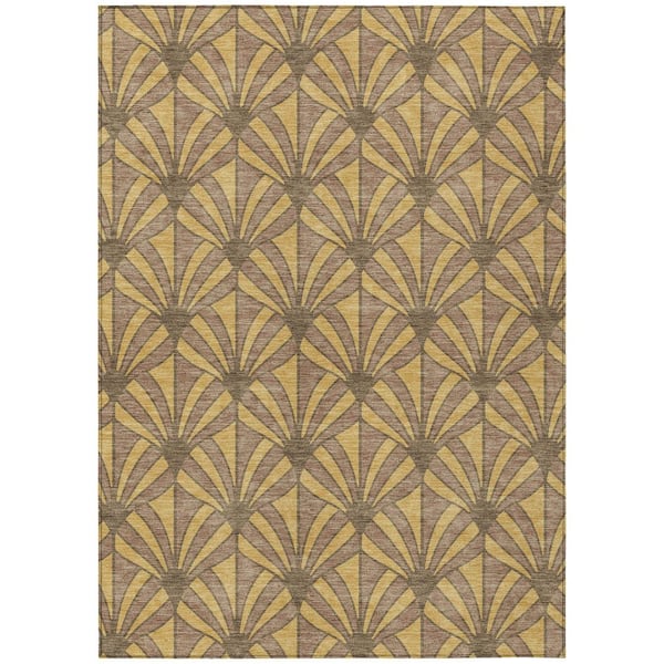 Chantille Machine Washable Indoor/Outdoor Abstract ACN2426 Gold 8 ft. x 10 ft. Area Rug