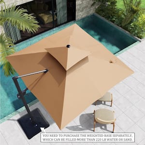 11 ft. x 11 ft. Double Top Cantilever Tilt Patio Umbrella in Tan