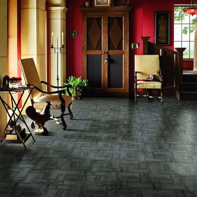 Grey Wood Parquet 12 in. x 12 in. Residential Peel and Stick Vinyl Tile (30 sq. ft. / case)
