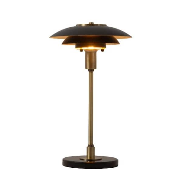 NOVA of California Rancho Mirage 24 in. Matte Black LED Table Lamp for Living Room with Black Metal Shade