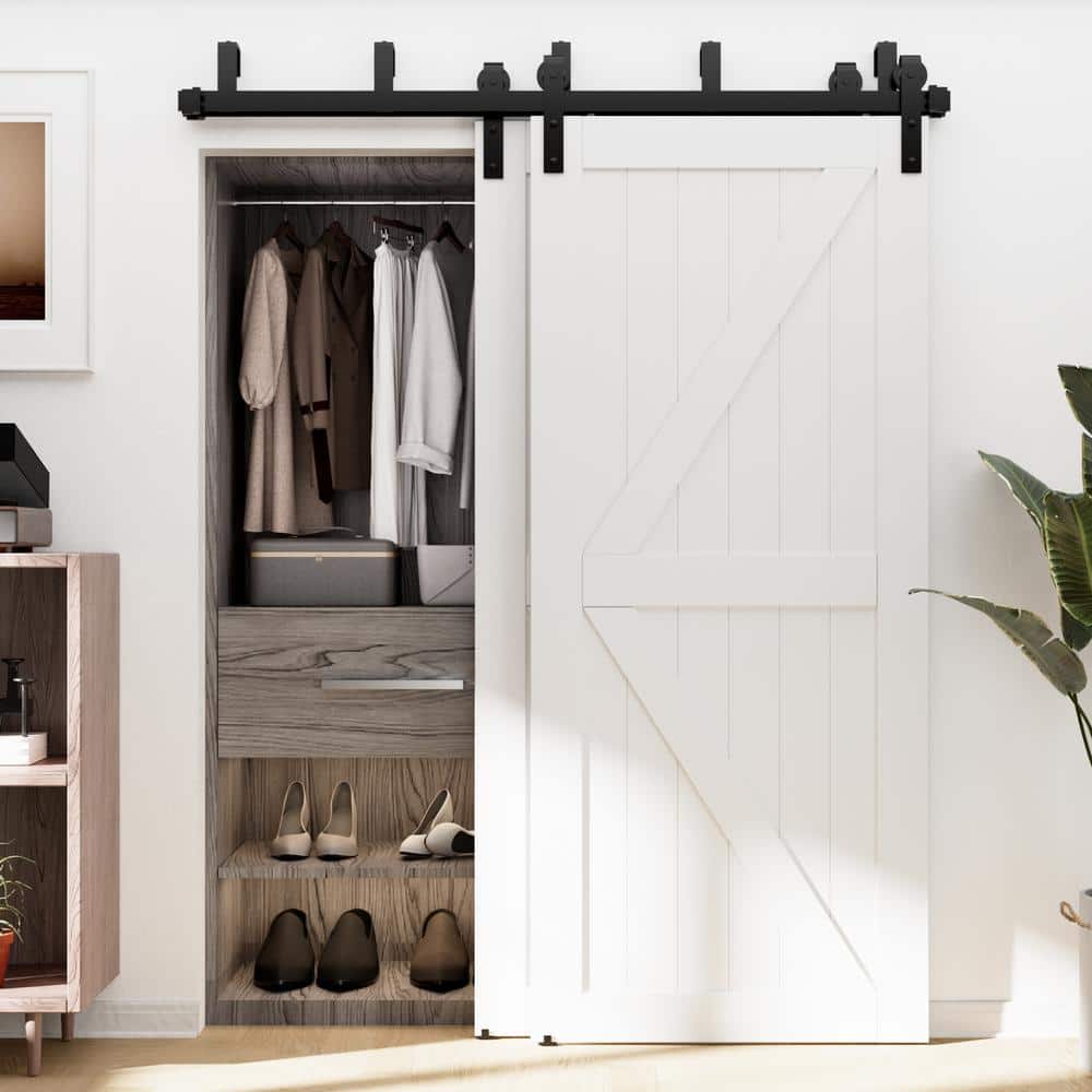 Black Heavy-Duty Double Bypass Barn Door Hardware Kit