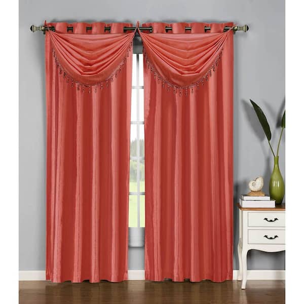 Window Elements Rust Faux Silk Extra Wide Grommet Room Darkening Curtain - 54 in. W x 84 in. L