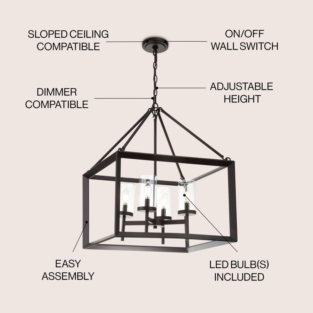 Anna Oil-Rubbed Bronze LED Lantern Pendant with Clear Glass