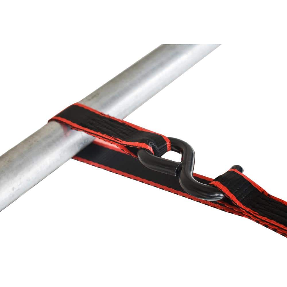 12 ft x 1 in Black and Red Weather Resistant Ratchet Tie-Down Straps with S-Hook (4-Pack)
