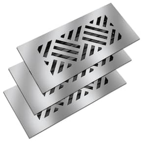 Low Profile 10 in. x 4 in. Steel Floor Register in Silver Diagonal Pattern (3-Pack)