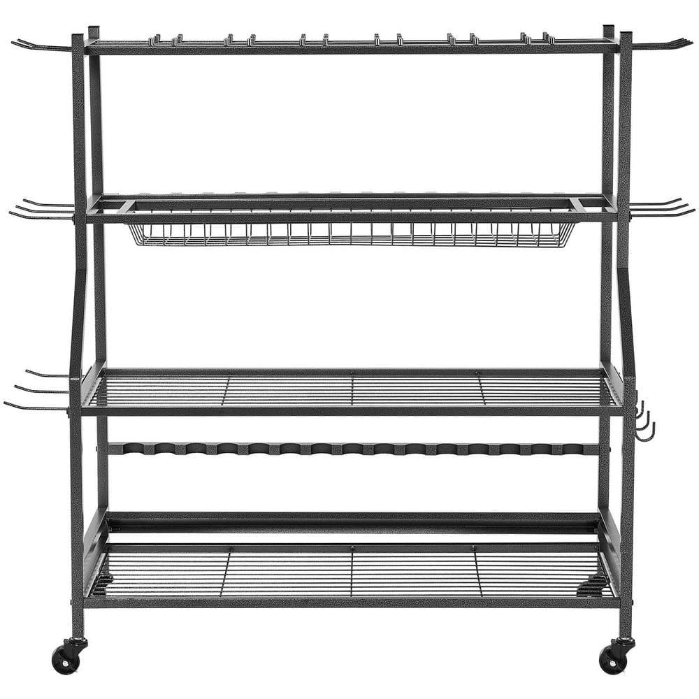 SKYSHALO Fishing Rod Rack for 15-Rods, Mobile Cart with Wheels, Gear ...