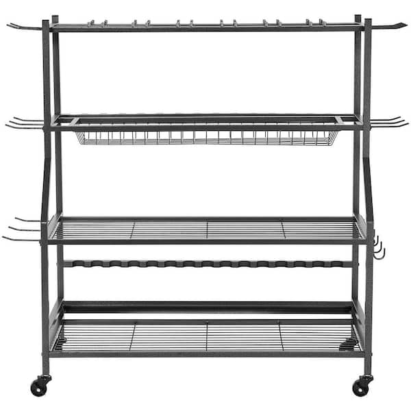 Fishing Rod Rack for 15-Rods, Mobile Cart with Wheels, Gear Organizer for Garage, Tackle Box, Reel Storage, for Men
