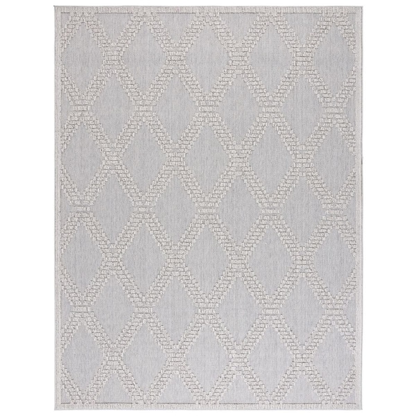 Global Gray/Light Gray 10 ft. x 14 ft. High-Low Diamond Indoor/Outdoor Area Rug