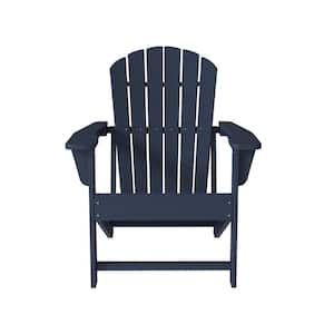 Blue Outdoor Non-Folding Plastic Adirondack Chair Patio Garden Beach Chair (1-Pack)