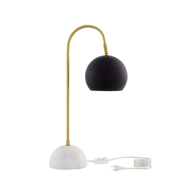 HomeRoots 24 in. Black Modern Integrated LED Bedside Table Lamp with Black Metal Shade