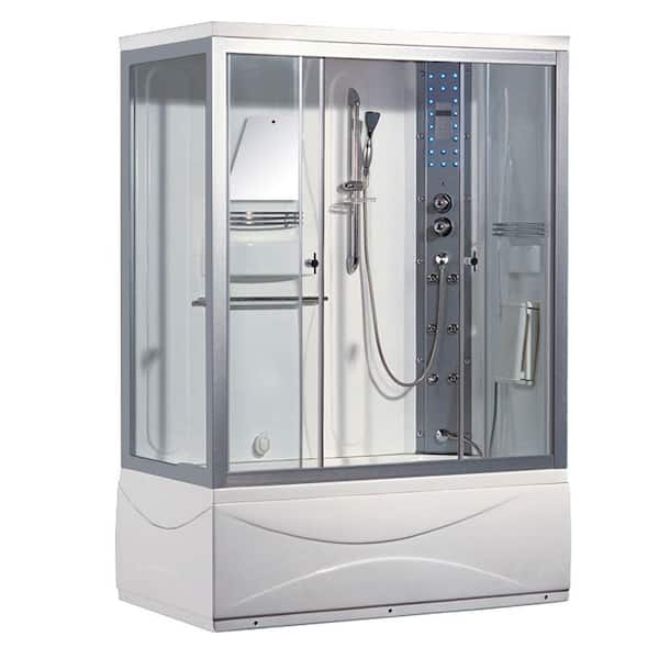 Ariel 59 in. x 31.5 in. x 86 in. Steam Shower Enclosure Kit with Tub in White
