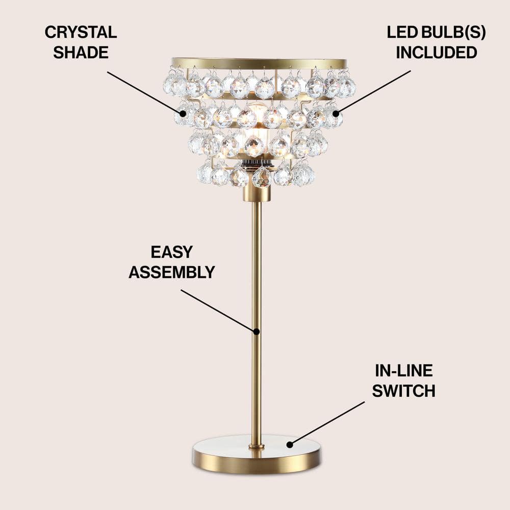 Buckingham 25" Brass Gold Crystal Chandelier Table Lamp