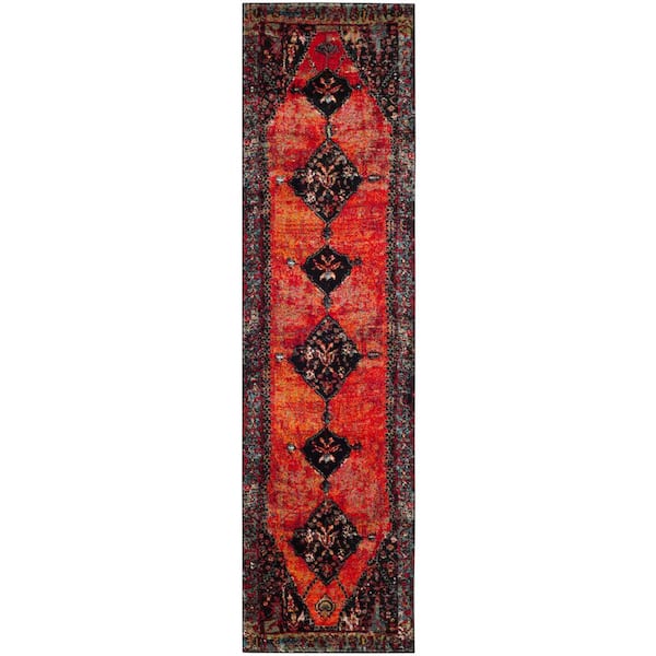 SAFAVIEH Vintage Hamadan Orange/Multi 2 ft. x 12 ft. Border Runner Rug