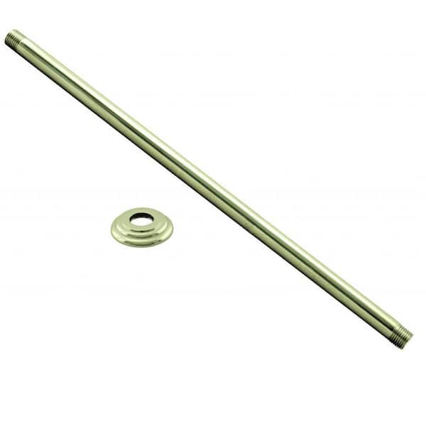 Westbrass 1/2 in. IPS x 36 in. Round Ceiling Mount Shower Arm with Flange, Polished Brass
