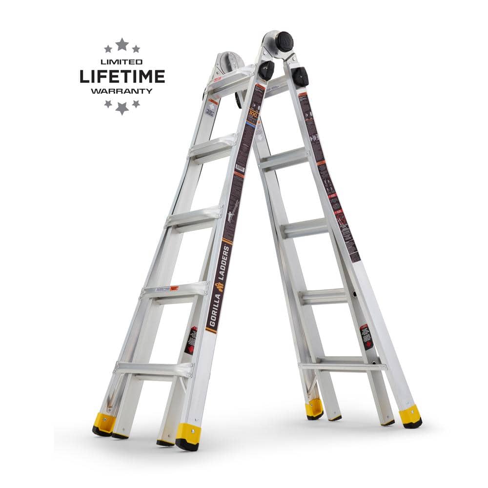 Tante vraag naar Ja Gorilla Ladders 22 ft. Reach MPXA Aluminum Multi-Position Ladder with 300  lbs. Load Capacity Type IA Duty Rating GLMPXA-22 - The Home Depot