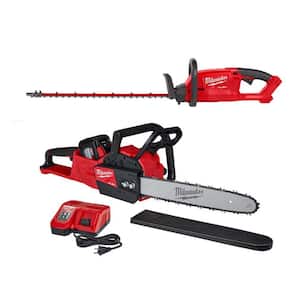 M18 FUEL 24 in. 18V Lithium-Ion Brushless Cordless Hedge Trimmer with M18 FUEL 16 in. Chainsaw, 12.0 Ah Battery, Charger