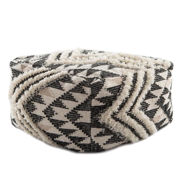 Unbranded Nomadic Chevron Cream/ Black Cuboid Pouf