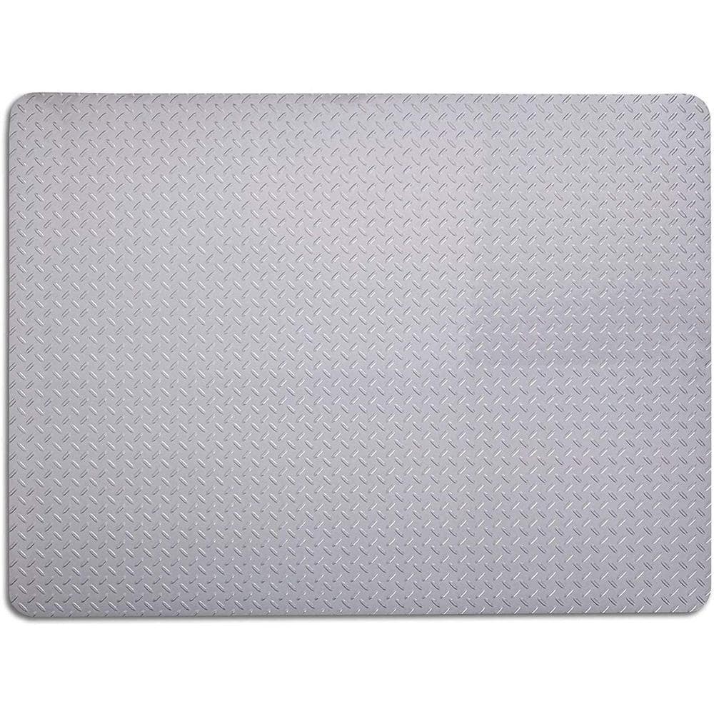 Silver Diamond Plate Heavy-Duty Grill Mat 57" x 47"