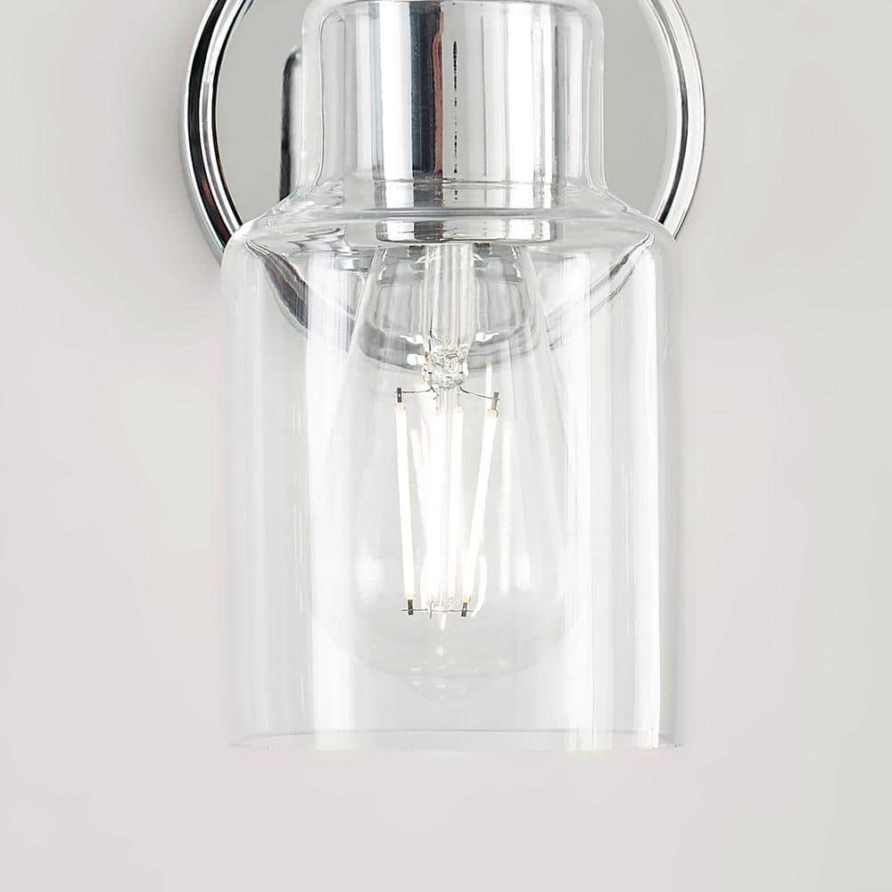 Chrome Wall Sconce with Clear Glass Shade