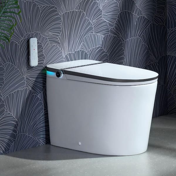 Elongated ADA Bidet Smart Toilet 1.1 GPF in White with Auto Open/Close, Quiet and Powerful Flush, 1000g MaP, Foam Shield