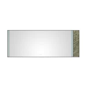 96 in. W x 36 in. H Large Rectangular Stainless Steel Framed Dimmable Wall LED Bathroom Vanity Mirror in Black Frame