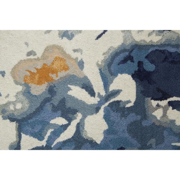 Blue 9 ft. x 12 ft. Floral Area Rug
