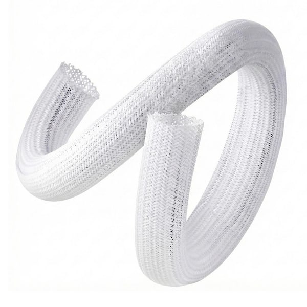 White Cable Sleeve Cover 2 Pack 5 ft. Self-Closing Wire Organizer