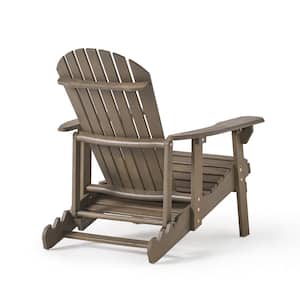 Gray Reclining Wood Adirondack Chair with Built-in Footrest